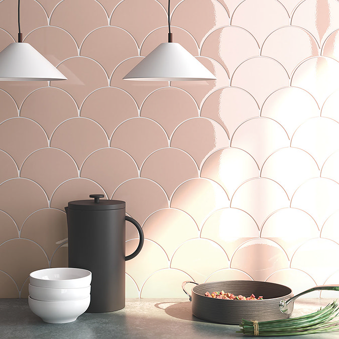 Asheville Pink Fan Wall Tiles Large Image