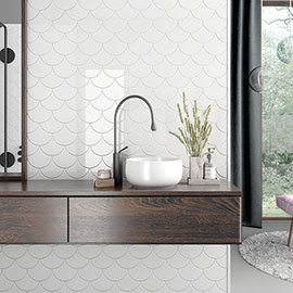 Asheville White Fish Scale Wall Tiles