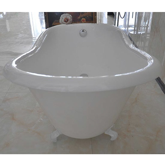 Ashton 1530 x 760mm Slipper Roll Top Cast Iron Bath with White Feet Feature Large Image