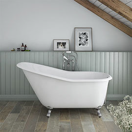 Ashton Cast Iron Bath with Chrome Feet (1530 x 760mm Slipper Roll Top) Medium Image