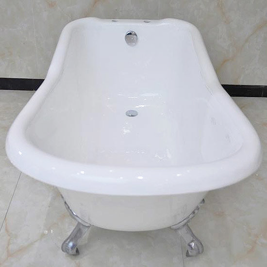 Ashton 1690 x 770mm Slipper Roll Top Cast Iron Bath with Chrome Feet Feature Large Image