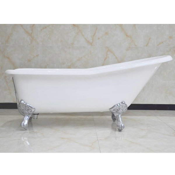 Ashton 1690 x 770mm Slipper Roll Top Cast Iron Bath with Chrome Feet Large Image