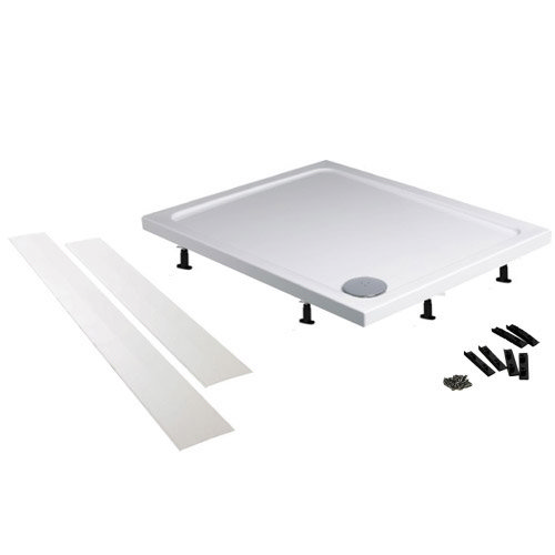 Aurora Pearlstone Square Shower Tray & Riser Kit In Bathroom Large Image