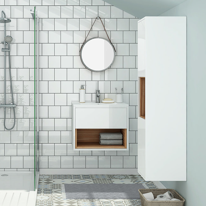 Aspen Round Wall Hung Mirror In Bathroom Large Image