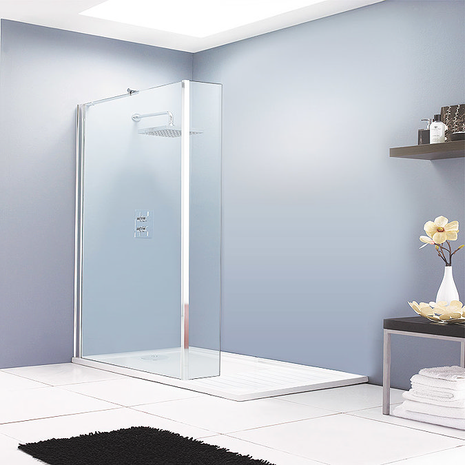 Aurora Walk In Shower Enclosure with Return Panel 8mm & Tray (1400 x 900mm) Large Image
