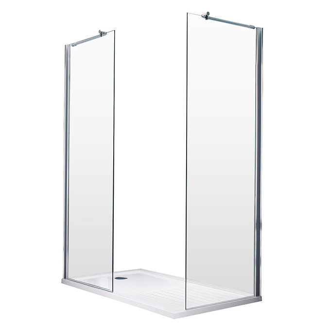 Aurora Walk In Shower Enclosure with Side Panel 8mm & Tray (1400 x 900mm) Profile Large Image