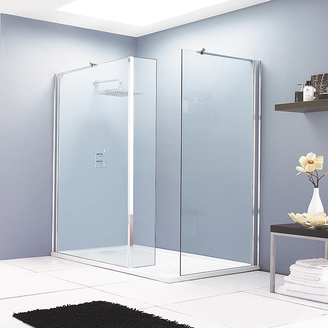 Aurora Walk In Shower Enclosure with Side & Return Panel 8mm & Tray (1400 x 900mm) Large Image