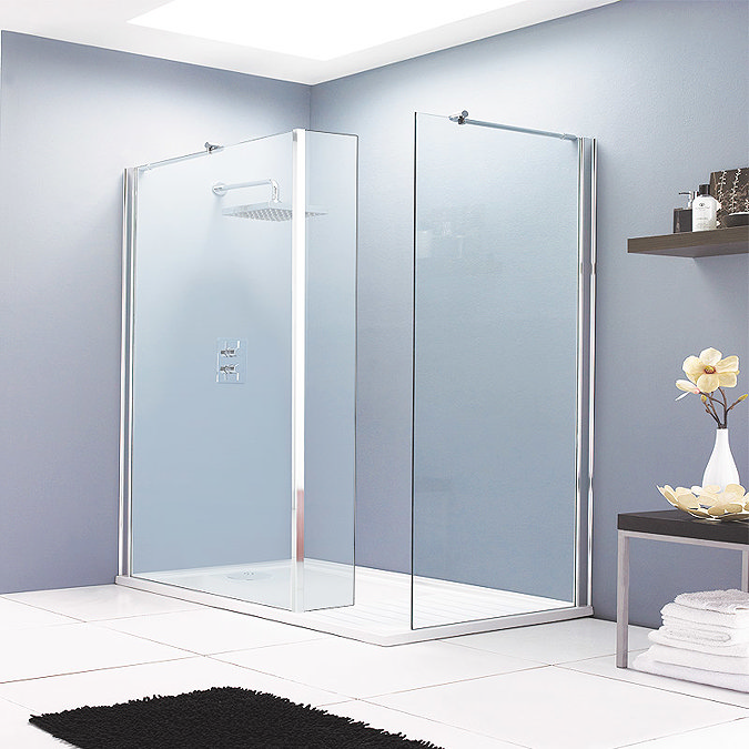 Aurora Walk In Shower Enclosure with Side & Return Panel 8mm & Tray (1600 x 800mm) Large Image