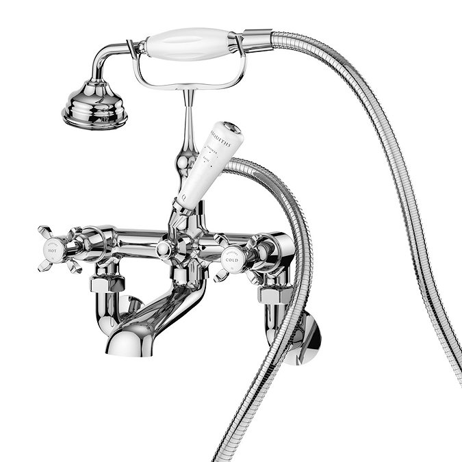 Asquiths Restore Crosshead Wall Mounted Bath Shower Mixer with Shower Kit - TAE5324 Large Image