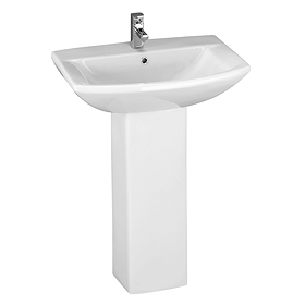 Nuie Asselby Basin and Pedestal Set (600mm Wide - 1 Tap Hole)
