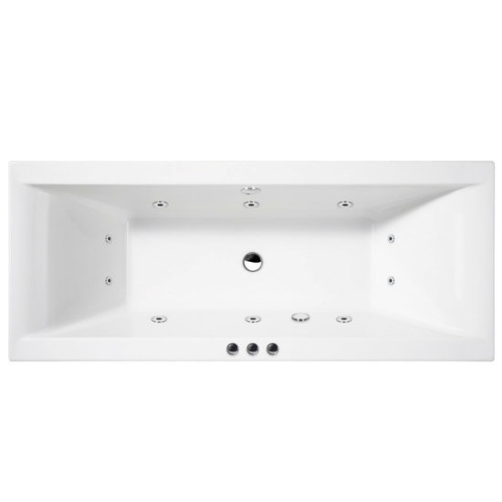 Asselby 10 Jet Whirlpool Square Double Ended Acrylic Bath Large Image