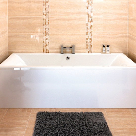Asselby Square 1700 x 700 Double Ended Acrylic Bath with Waste and Front Panel Large Image