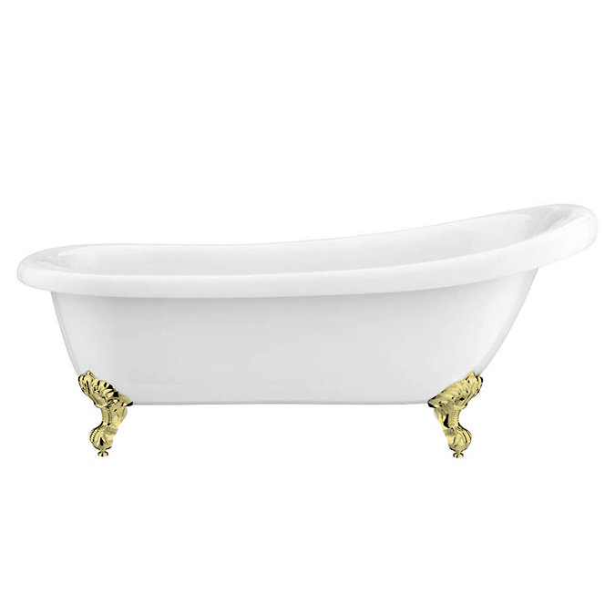 Astoria 1710 Roll Top Slipper Bath + Brushed Brass Leg Set  Profile Large Image