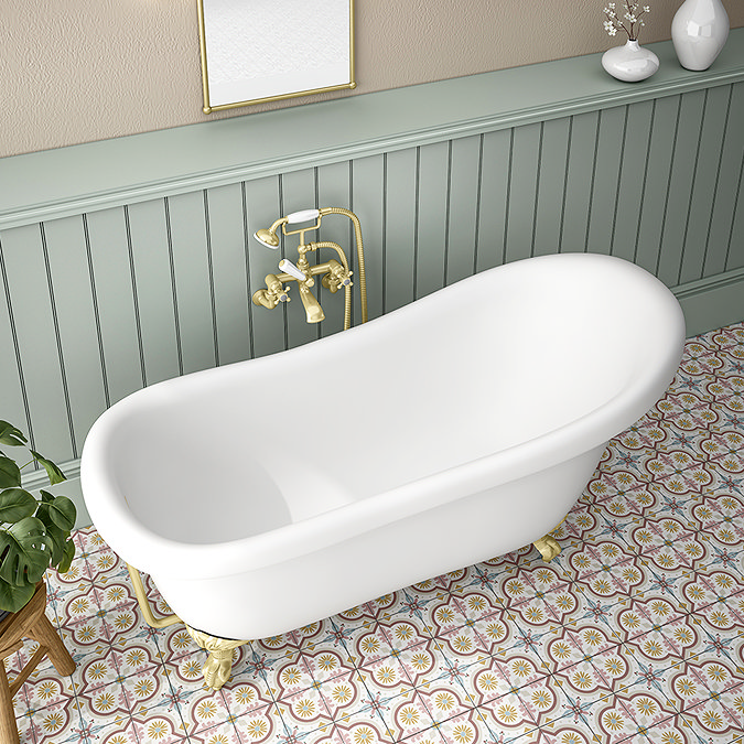 Astoria 1710 Roll Top Slipper Bath + Brushed Brass Leg Set