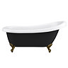 Astoria Black 1550 Roll Top Slipper Bath + Antique Brass Leg Set