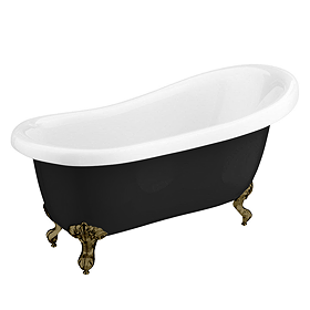 Astoria Black 1550 Roll Top Slipper Bath + Antique Brass Leg Set