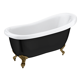 Astoria Black 1550 Roll Top Slipper Bath + Antique Brass Leg Set