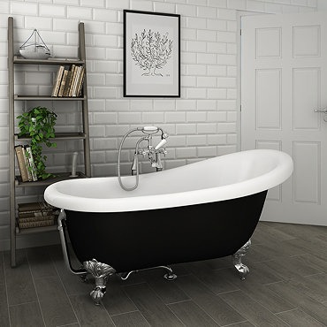 Astoria Black 1550 Roll Top Slipper Bath w. Ball + Claw Leg Set  Profile Large Image