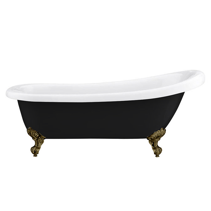 Astoria Black 1710 Roll Top Slipper Bath + Antique Brass Leg Set
