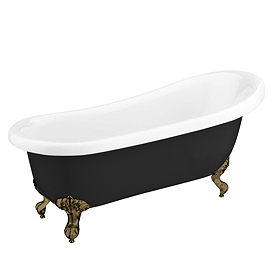 Astoria Black 1710 Roll Top Slipper Bath + Antique Brass Leg Set