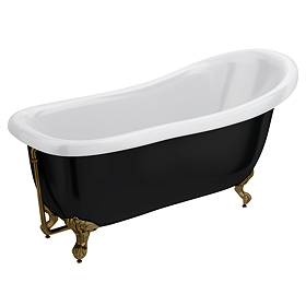 Astoria Black 1710 Roll Top Slipper Bath + Antique Brass Leg Set