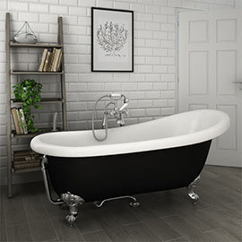 Astoria Black 1710 Roll Top Slipper Bath w. Ball + Claw Leg Set Medium Image