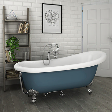 Astoria Blue 1710 Roll Top Slipper Bath w. Ball + Claw Leg Set  Profile Large Image