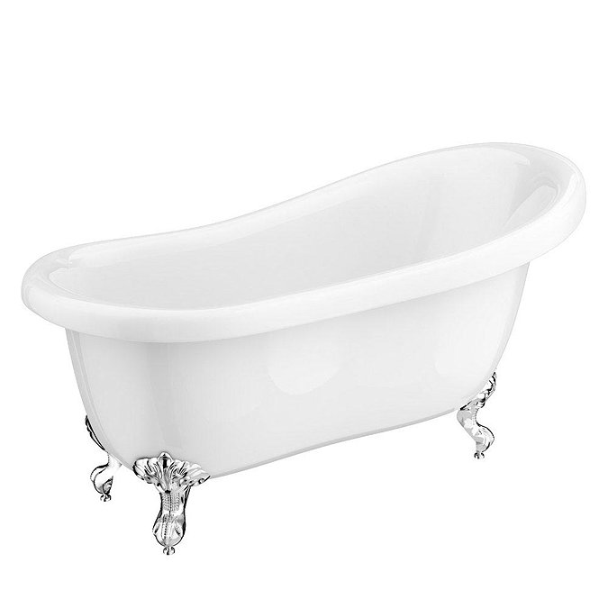 Astoria Roll Top Slipper Bath + Chrome Leg Set - 1550mm  Standard Large Image