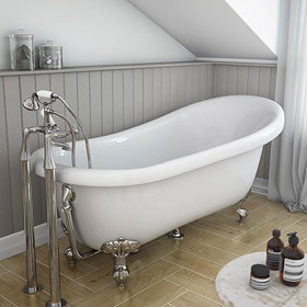 Astoria Roll Top Slipper Bath + Chrome Leg Set - 1710mm Large Image