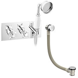 Astoria Traditional Concealed Thermostatic 2-Way Shower Valve with Handset + Freeflow Bath Filler Me