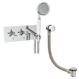 Astoria Traditional Concealed Thermostatic 2-Way Shower Valve with Handset + Freeflow Bath Filler