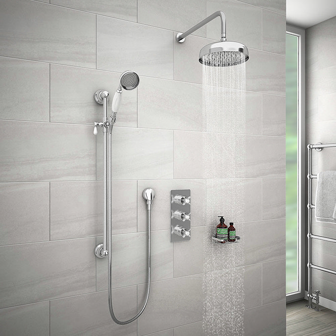 Astoria Traditional Triple Concealed Thermostatic Shower Valve  In Bathroom Large Image