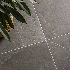 Atakora Dark Grey Stone Effect Wall and Floor Tiles - 600 x 600mm