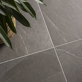 Atakora Dark Grey Stone Effect Wall and Floor Tiles - 600 x 600mm