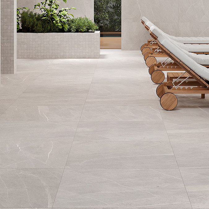 Atakora Light Grey Stone Effect Wall and Floor Tiles - 600 x 600mm