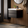 Atlas 3-Piece Matt Black Bathroom Suite with 600mm White Gloss Basin
