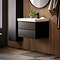 Atlas 3-Piece Matt Black Bathroom Suite with 600mm White Gloss Basin