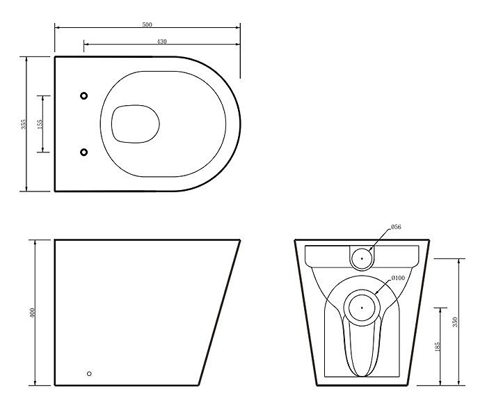 Atlas 3-Piece Matt Black Bathroom Suite with 600mm White Gloss Basin