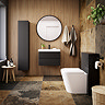 Atlas 3-Piece Matt Black Bathroom Suite with 600mm White Gloss Basin