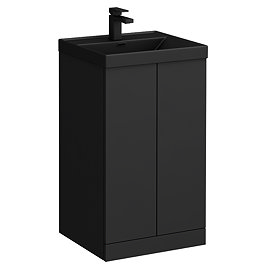 Atlas 500mm Matt Black 2-Door Vanity Unit with Matt Black Basin