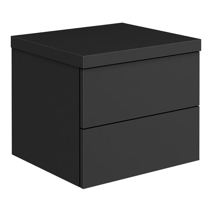 Atlas 500mm 2-Drawer Wall Hung Countertop Vanity Unit - Matt Black