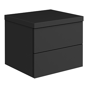 Atlas 500mm 2-Drawer Wall Hung Countertop Vanity Unit - Matt Black