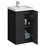 Atlas 500mm Matt Black 2-Door Vanity Unit with Gloss White Basin