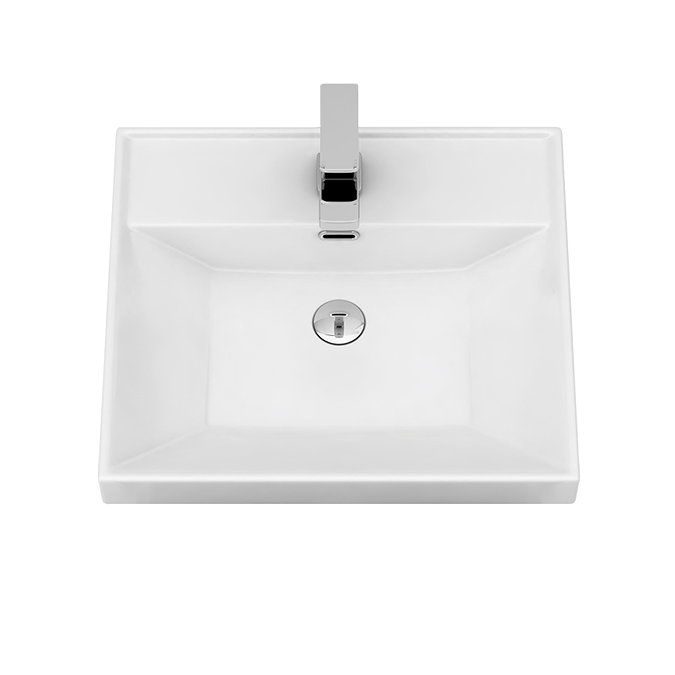 Atlas 500mm Matt Black 2-Door Vanity Unit with Gloss White Basin