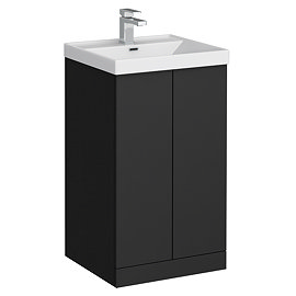 Atlas 500mm Matt Black 2-Door Vanity Unit with Gloss White Basin