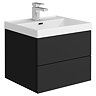 Atlas 2-Drawer Wall Hung Vanity Unit - Matt Black - 500mm Gloss White Basin