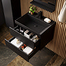 Atlas 500mm Matt Black 2-Drawer Wall Hung Vanity Unit with Matt Black Basin