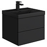 Atlas 500mm Matt Black 2-Drawer Wall Hung Vanity Unit with Matt Black Basin