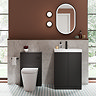 Atlas 600mm Matt Black 2-Door Vanity Unit with Gloss White Basin