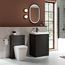 Atlas 600mm Matt Black 2-Door Vanity Unit with Gloss White Basin